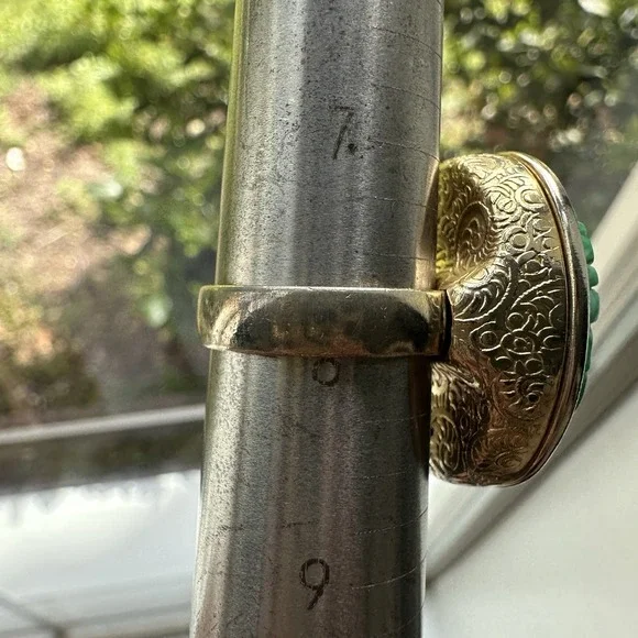 Vintage 1970s Avon Perfume Glacé Adjust Locket Ring Bird of Paradise Faux Jade - Picture 8 of 12